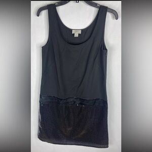 Ann Taylor Loft Womens Dress 8 Black A Line Sleeveless Sequin Knit Stretch